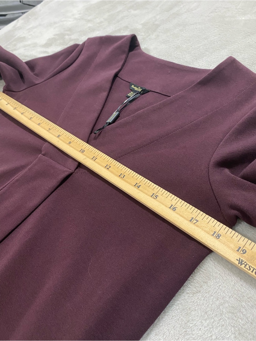 Massimo Dutti Burgundy Plum V-Neck Long Sleeve Dress - Picture 9 of 16